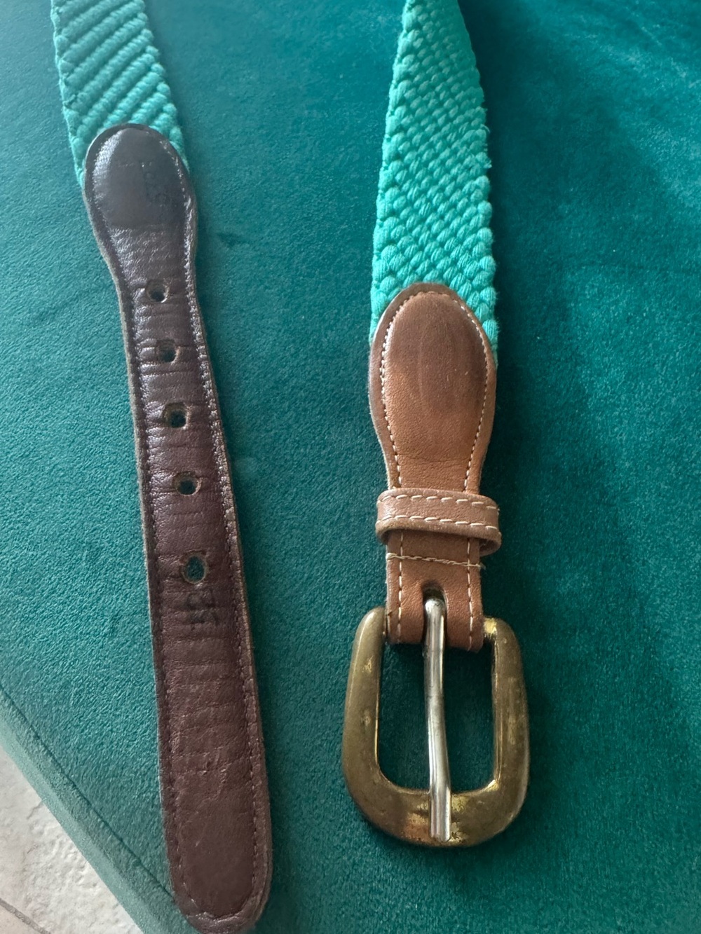 Torino William Mimeles Collection Turquoise Braided Belt Size 32 Solid Brass